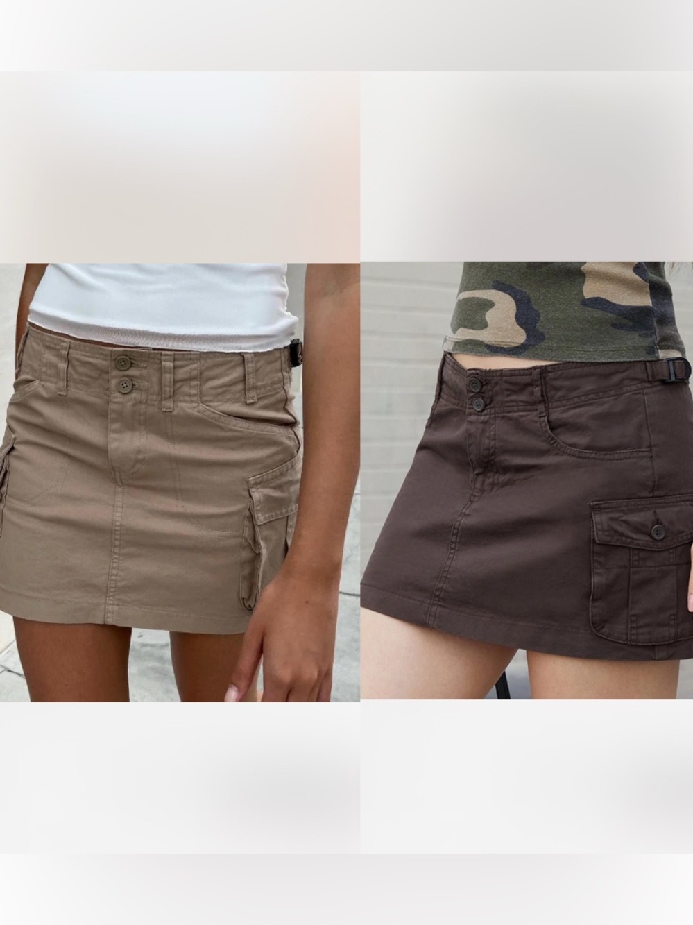 Bundle of Two Brandy Melville Cargo Mini Skirts - Brown / Khaki